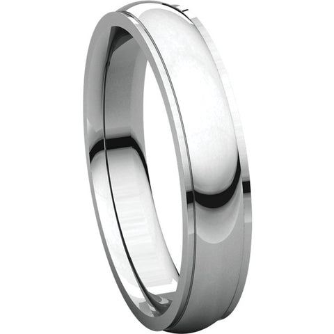 14k White Gold 4mm Comfort Fit Edge Band , Size 8