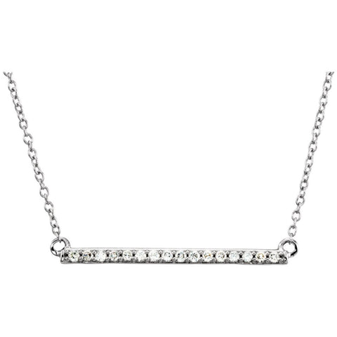 14k White Gold 1/6 CTW Diamond Bar 18" Necklace