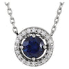 14K White Gold Blue Sapphire & 0.06 CTW Diamond 16-Inch Necklace
