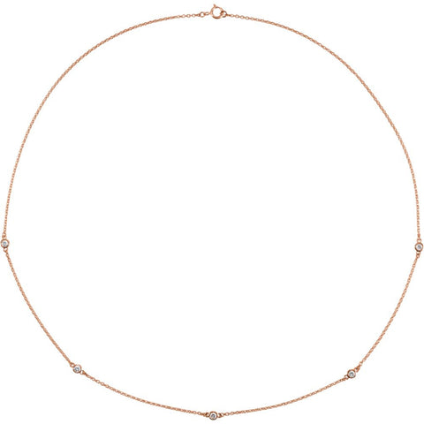 14k Rose Gold 1/4 CTW Diamond Bezel 18" Necklace