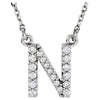 1/6 CTTW Diamond Initial Necklace with Initial 'N' in 14k White Gold ( 16-1/4 Inch )