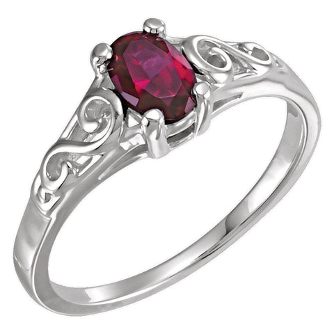 Sterling Silver January Imitation Birthstone Ring , Size 5
