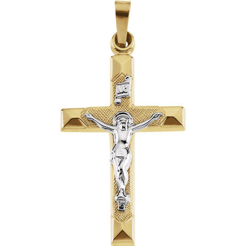 14K Yellow & White 25x17mm Hollow Crucifix Pendant