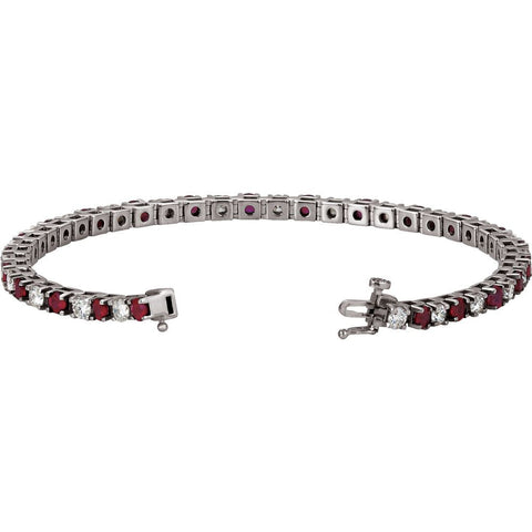 14k White Gold Ruby & 2 1/3 CTW Diamond 7.25" Bracelet