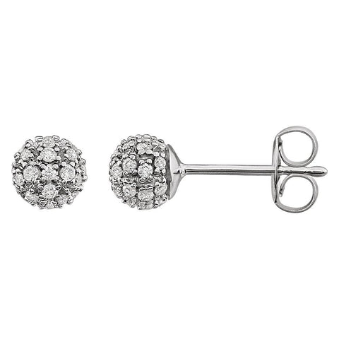 14k White Gold 1/4 CTW Diamond Cluster Earrings