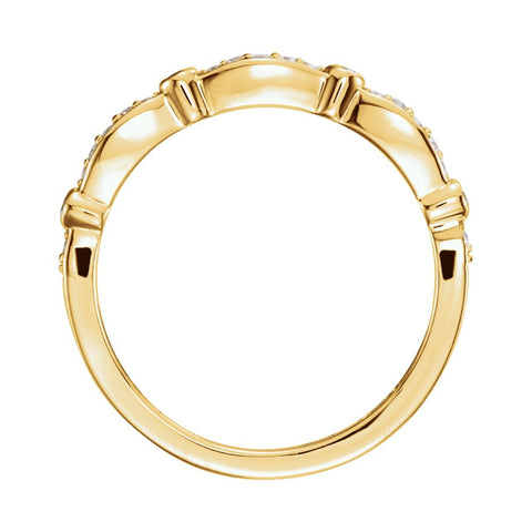 14k Yellow Gold 1/8 CTW Diamond Stackable Anniversary Band, Size 7
