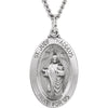 23.75x16.25 mm Oval St. Jude Thaddeus Pendant Medal with 24 inch Chain in Sterling Silver