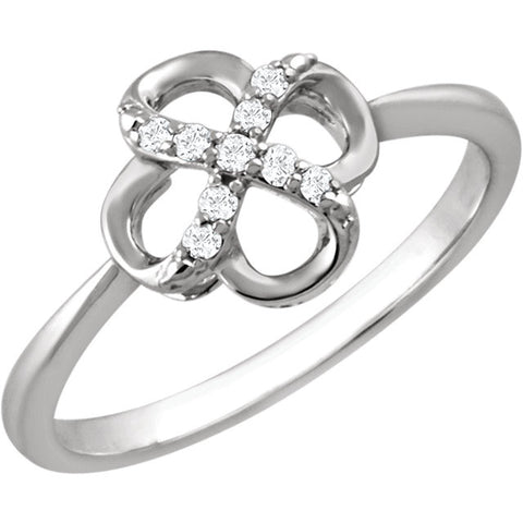Sterling Silver .08 CTW Diamond Ring, Size 7