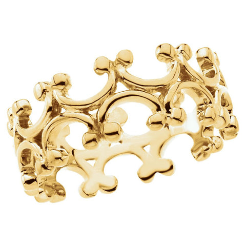 14k Yellow Gold 7.5mm Fashion Design Band Size 7