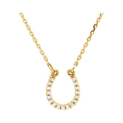 14k Yellow Gold .08 CTW Diamond Horseshoe 16" Necklace