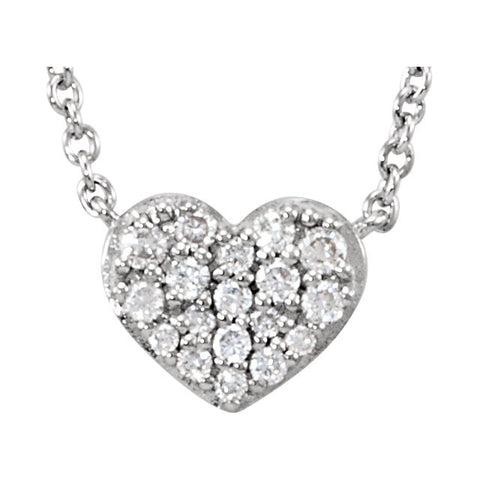 14k White Gold 1/10 CTW Diamond Heart 18" Necklace