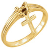 Ring with Cross Attached in 14K Yellow Gold ( Size 6 )