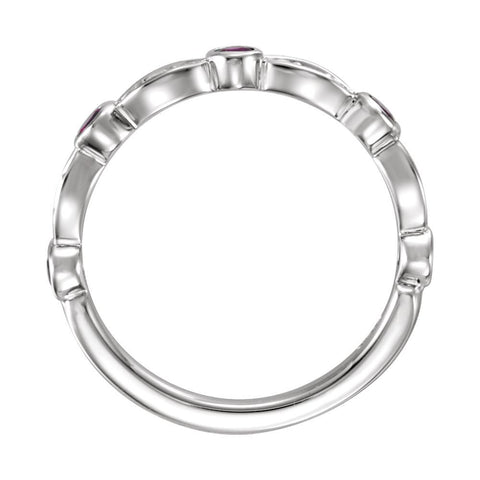 14k White Gold Ruby & 1/6 CTW Diamond Ring, Size 7