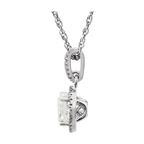 14k White Gold Created White Sapphire & 1/10 CTW Diamond 18" Necklace