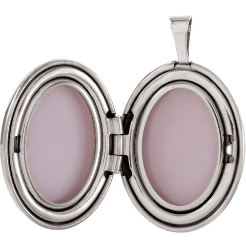 Sterling Silver 19.2x15mm Oval Breast Cancer Awareness Locket