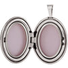 Sterling Silver 19.2x15mm Oval Breast Cancer Awareness Locket