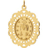 14k Yellow Gold 32x23mm Oval Filigree Miraculous Medal
