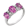 14K White Gold 7X5mm Created Pink Sapphire & 0.02 CTW Diamond Ring (Size 6)