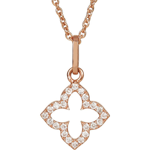 14k Rose Gold .07 CTW Petite Diamond Cross 16" Necklace