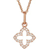 0.07 CTTW Petite Cross Necklace in 14k Rose Gold