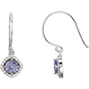 Pair of 1/5 CTTW Halo-Styled Dangle Earrings with Cushion Frame in 14k White Gold