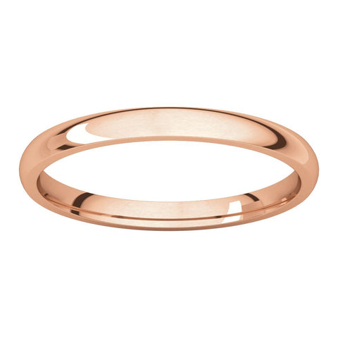 14k Rose Gold 2mm Light Comfort Fit Band, Size 7