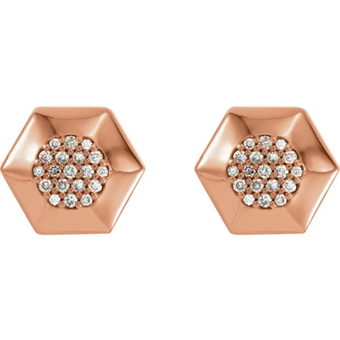 14k Rose Gold 1/6 CTW Diamond Geometric Earrings with Backs