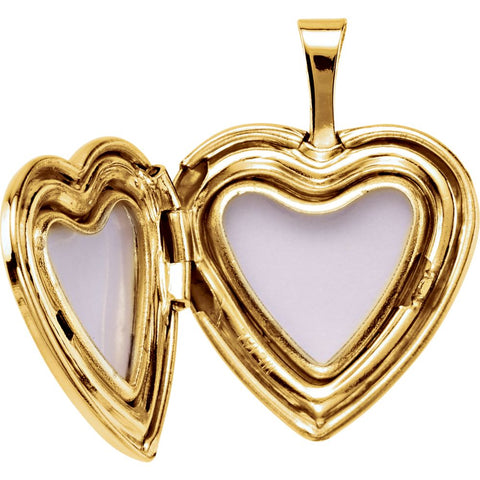 Gold Plated Sterling Silver Dove & Cross Heart Locket with Epoxy