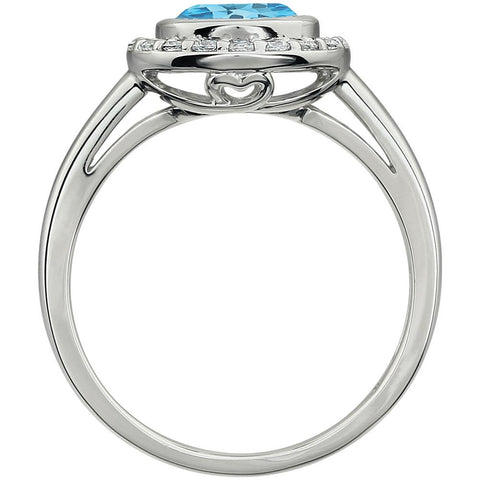 Sterling Silver Light Blue Cubic Zirconia Ring, Size 7