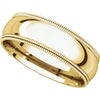 14k Yellow Gold 6mm Double Milgrain Comfort Fit Band, Size 8