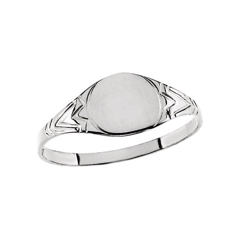 06.00 mm Kids' Round Signet Ring in Sterling Silver (Size 6)
