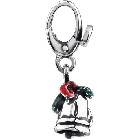 Holiday Silver Bells Charm with Enamel