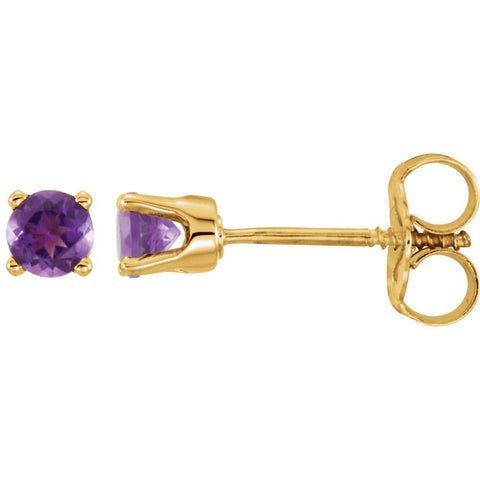 14k Yellow Gold Amethyst Youth Earrings
