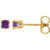 14K Yellow Gold Amethyst Kids Earrings