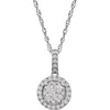 14k White Gold 1/2 CTW Halo-Style Diamond 18" Necklace