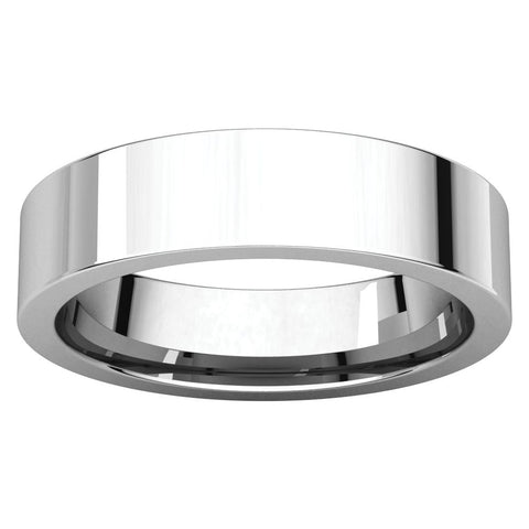 14k White Gold 5mm Flat Comfort Fit Band, Size 8.5