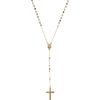 Tri-Color Rosary Necklace in 14k Yellow-White-Rose Gold ( 16.00-Inch )