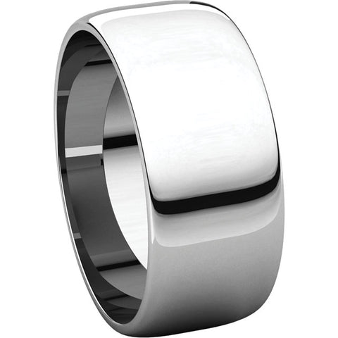 14k White Gold 8mm Half Round Light Band, Size 6.5