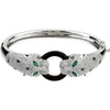 Genuine Onyx, Emerald & Diamond Bracelet in 14K White Gold