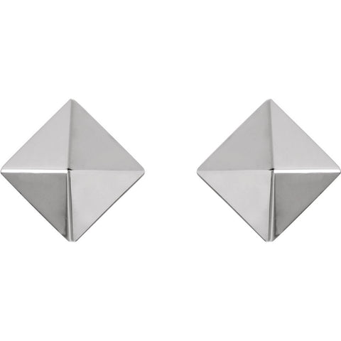 14k White Gold Pyramid Earrings