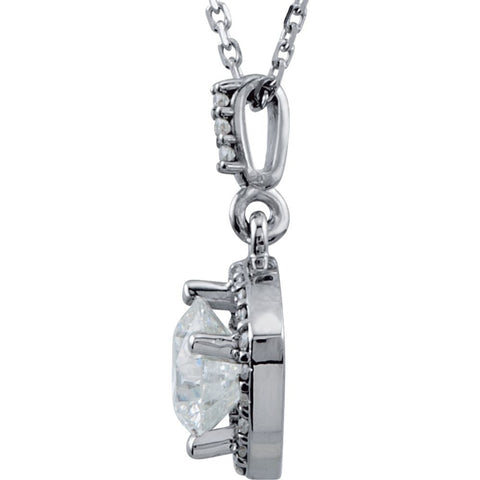 14k White Gold 3/8 CTW Diamond Halo-Style 18" Necklace