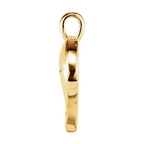 14k Yellow Gold 23.4x23mm Large Heart print Pendant