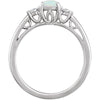 14k White Gold Created Opal & .04 CTW Diamond Ring, Size 7