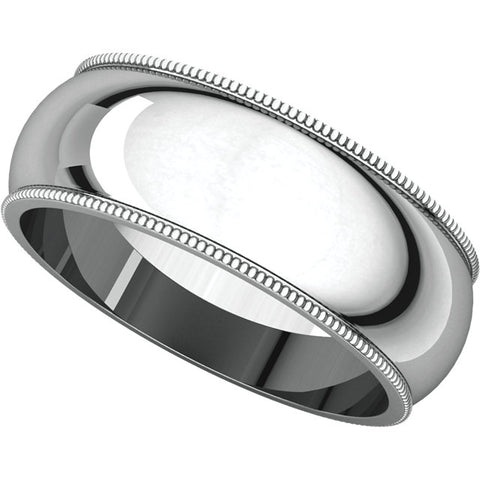10k White Gold 7mm Milgrain Band, Size 13