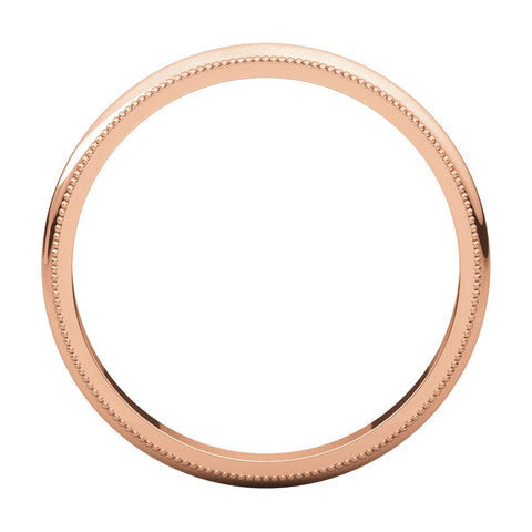 14k Rose Gold 2.5mm Milgrain Band, Size 6