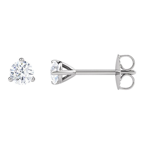 14k White Gold 1/4 CTW Diamond Friction Post Stud Earrings