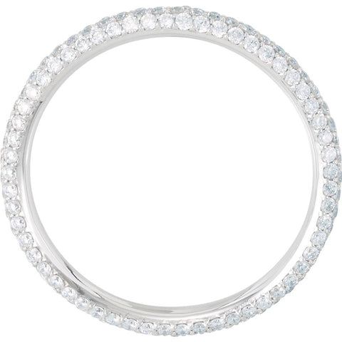 14k White Gold 7/8 CTW Diamond Eternity Band Size 7.5