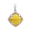 Sterling Silver Rose Gold Plated Citrine & 1/8 ctw. Diamond Pendant