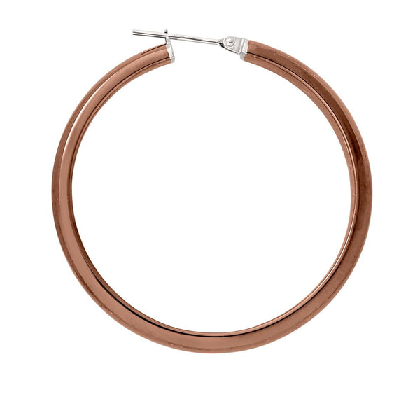 Stainless Steel 40mm Half Round Hoop Earrings with Chocolate Immerse Plating