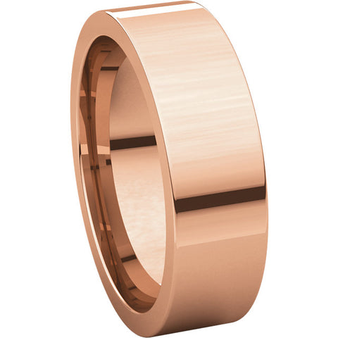 14k Rose Gold 6mm Flat Comfort Fit Band, Size 7